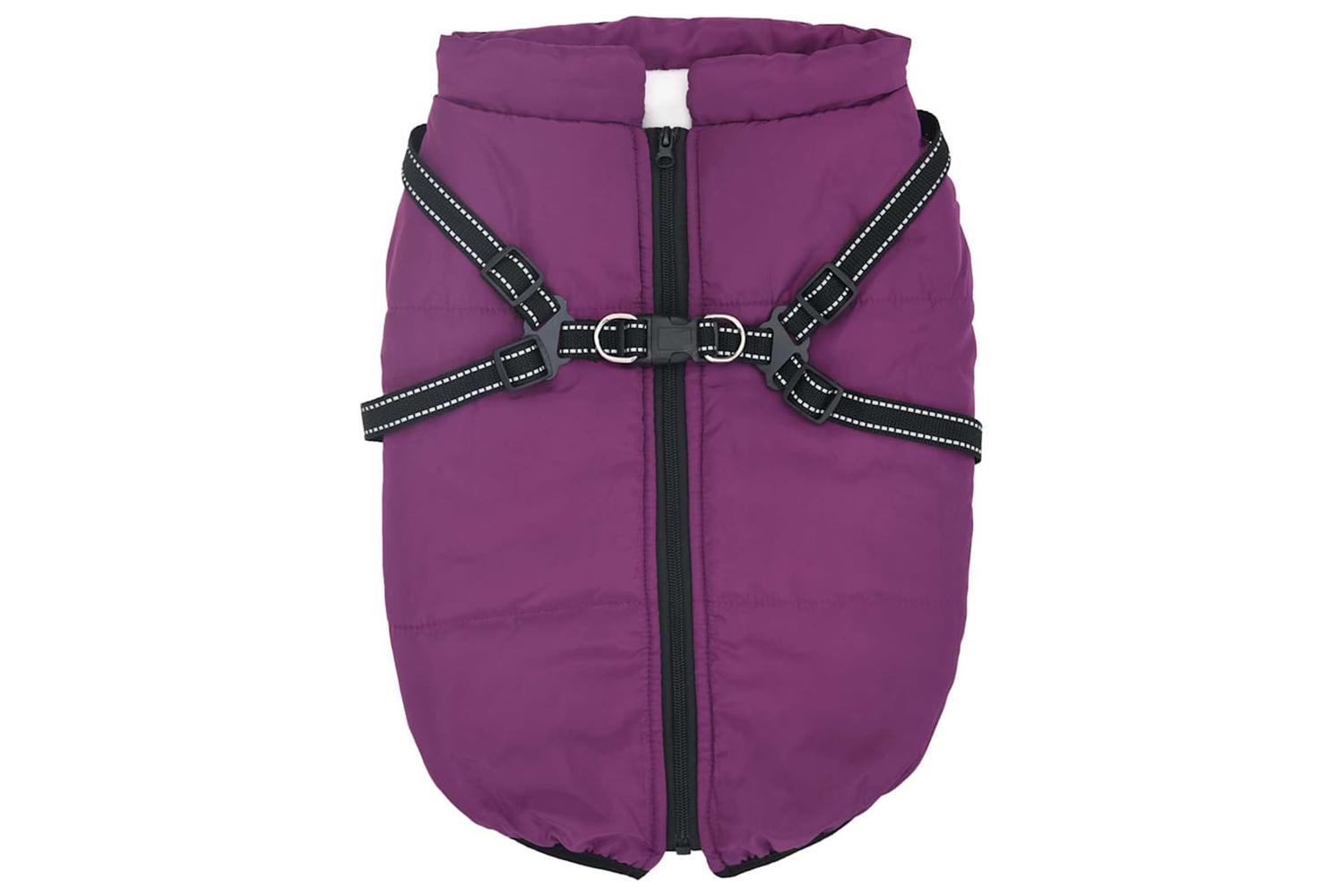 Vidaxl Dog Coat With Harness Purple 5xl Fleece And Polyester-2