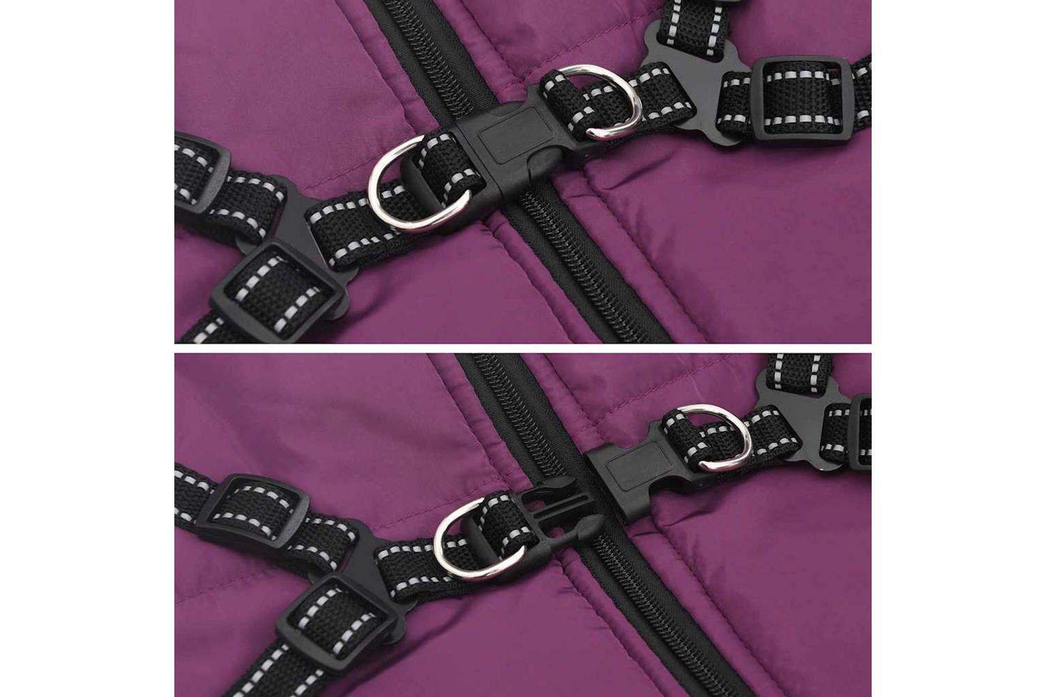 Vidaxl Dog Coat With Harness Purple 5xl Fleece And Polyester-6