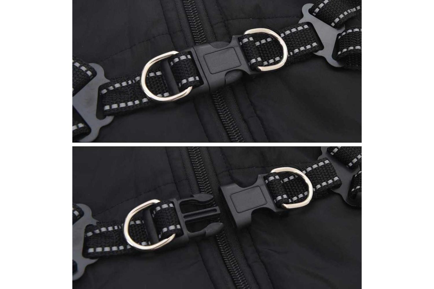 Vidaxl Dog Coat With Harness Black S Fleece And Polyester-6