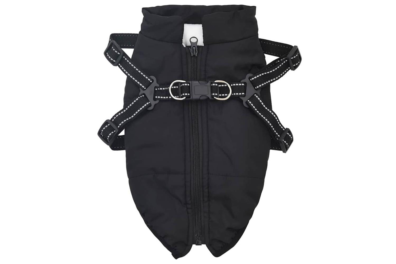Vidaxl Dog Coat With Harness Black M Fleece And Polyester-2