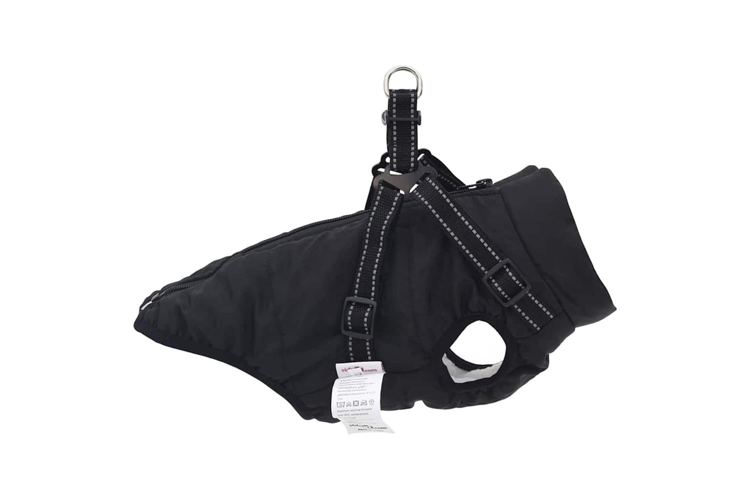 Vidaxl Dog Coat With Harness Black Xl Fleece And Polyester-4