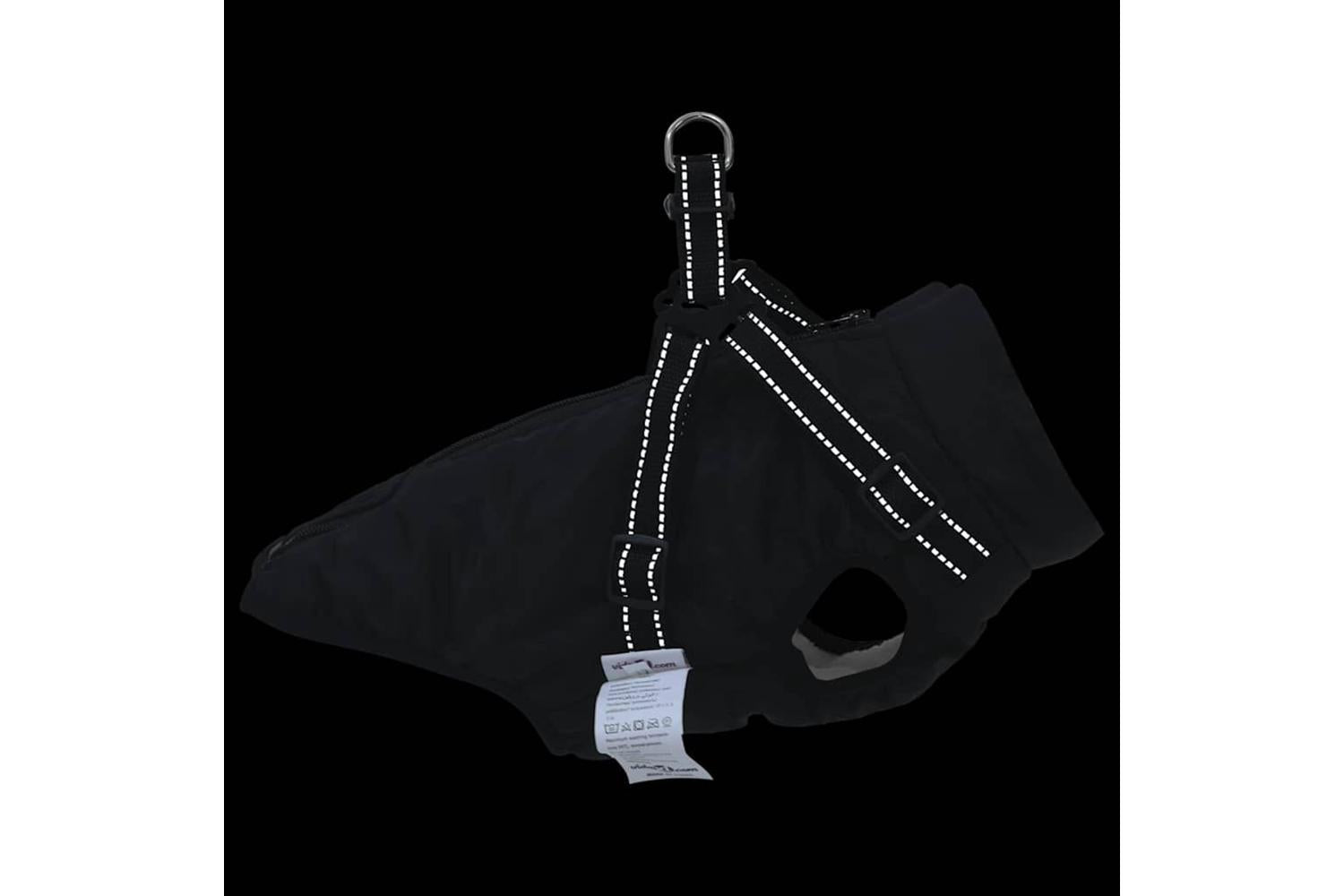 Vidaxl Dog Coat With Harness Black 2xl Fleece And Polyester-9
