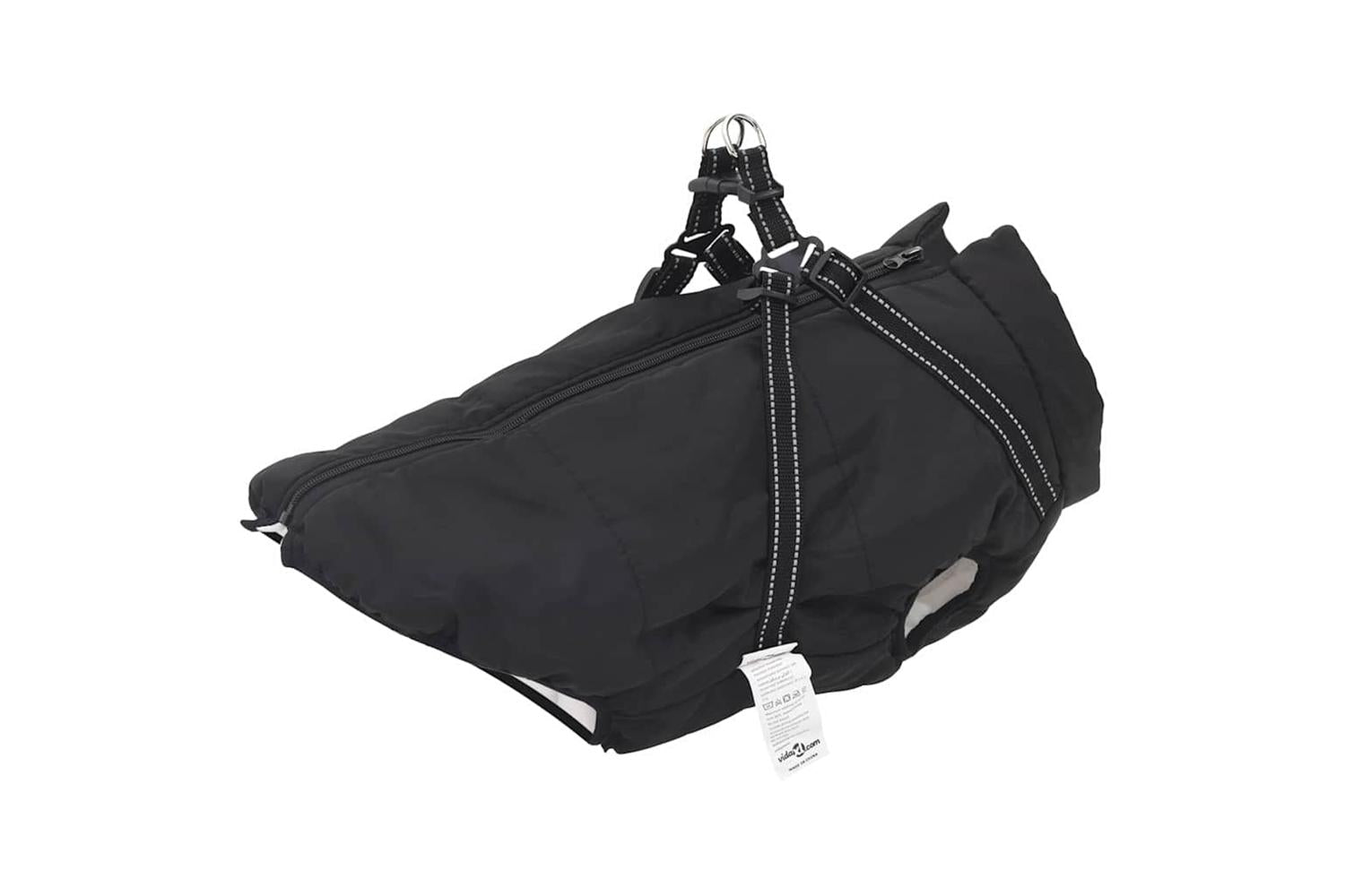 Vidaxl Dog Coat With Harness Black 4xl Fleece And Polyester