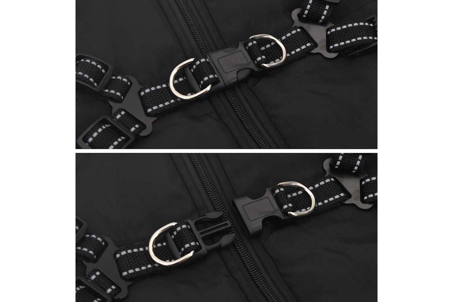 Vidaxl Dog Coat With Harness Black 5xl Fleece And Polyester-6