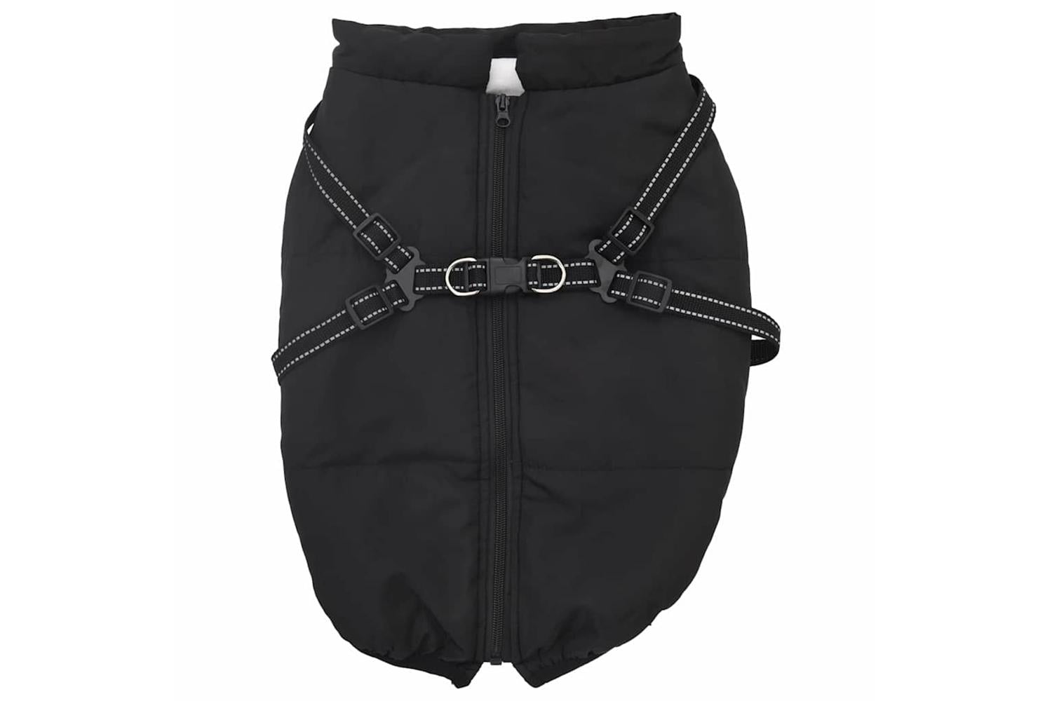 Vidaxl Dog Coat With Harness Black 6xl Fleece And Polyester-2