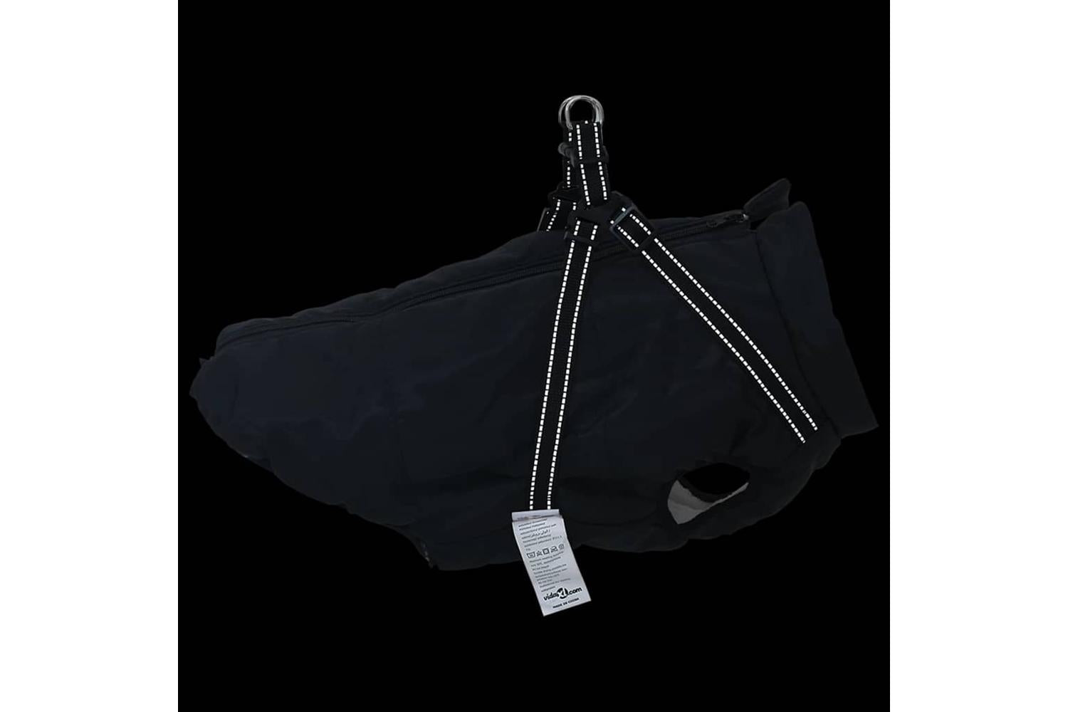 Vidaxl Dog Coat With Harness Black 6xl Fleece And Polyester-9