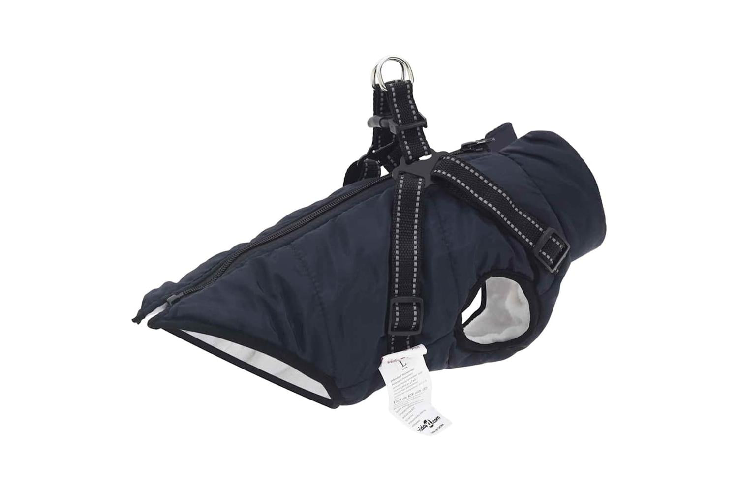 Vidaxl Dog Coat With Harness Navy Blue S Fleece And Polyester