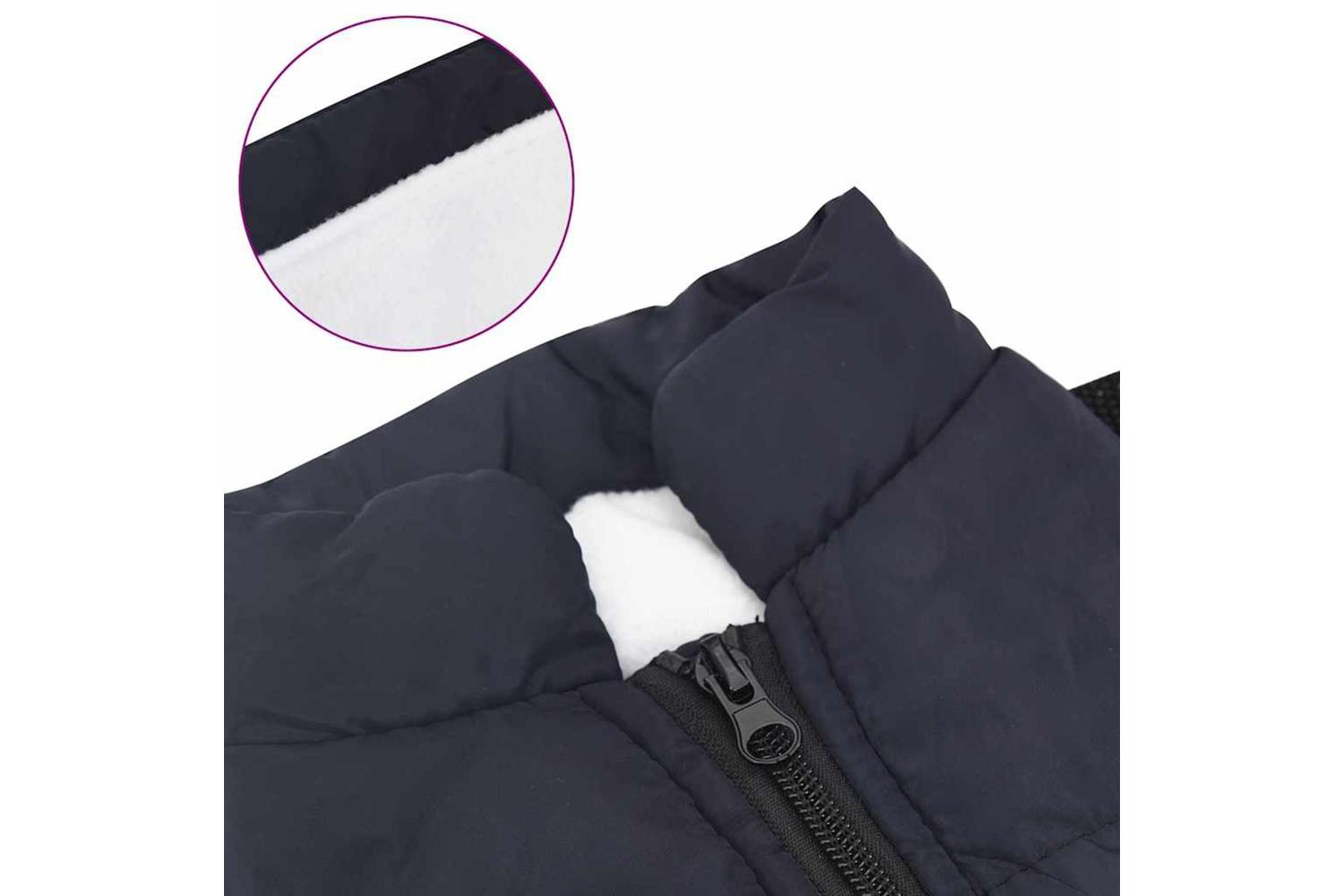 Vidaxl Dog Coat With Harness Navy Blue S Fleece And Polyester-7