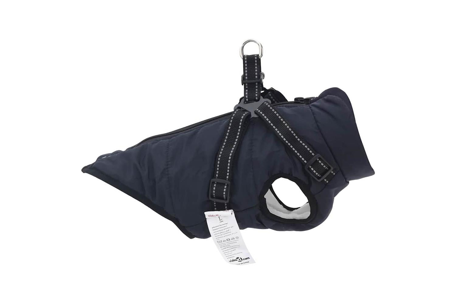 Vidaxl Dog Coat With Harness Navy Blue M Fleece And Polyester-4