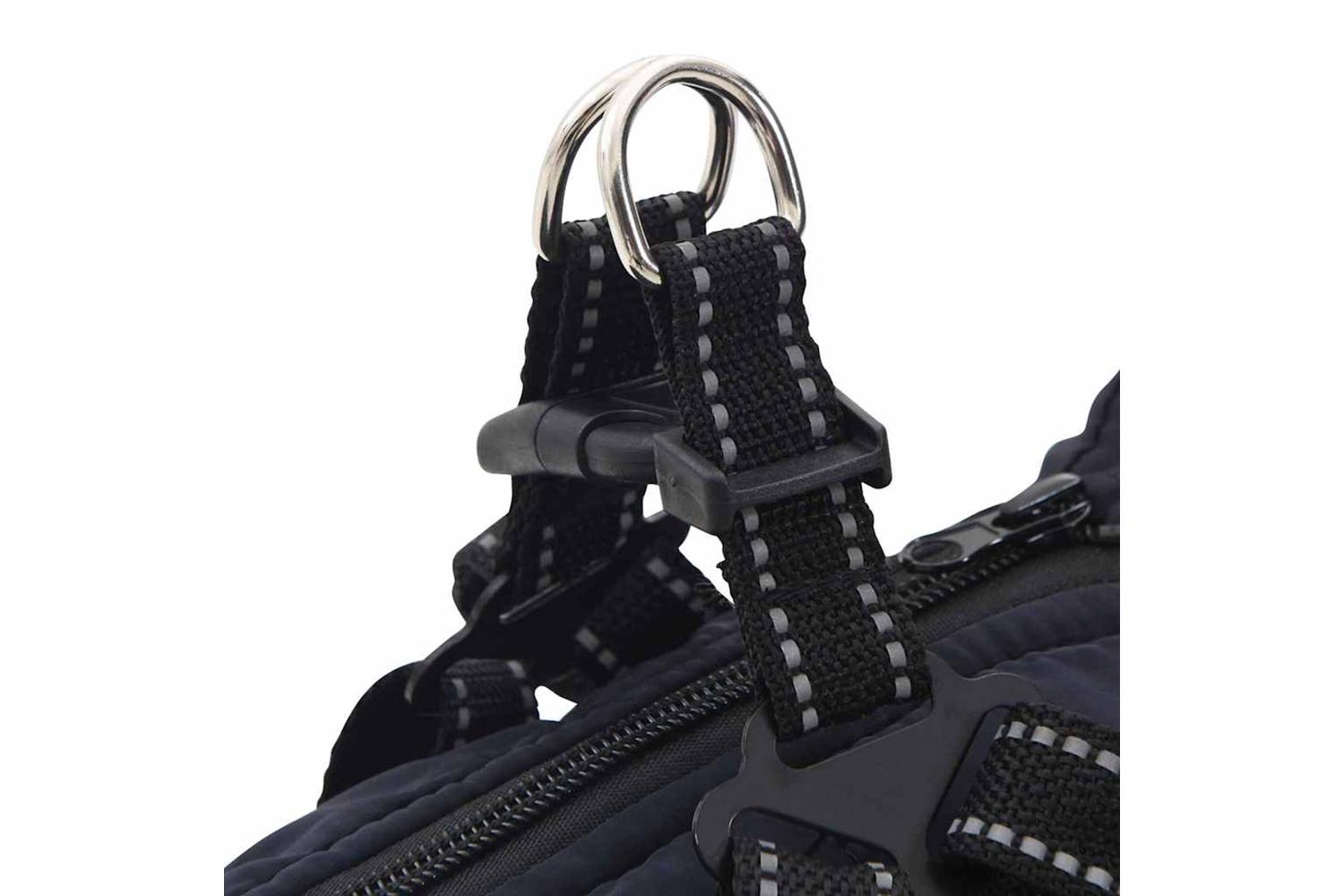 Vidaxl Dog Coat With Harness Navy Blue M Fleece And Polyester-8
