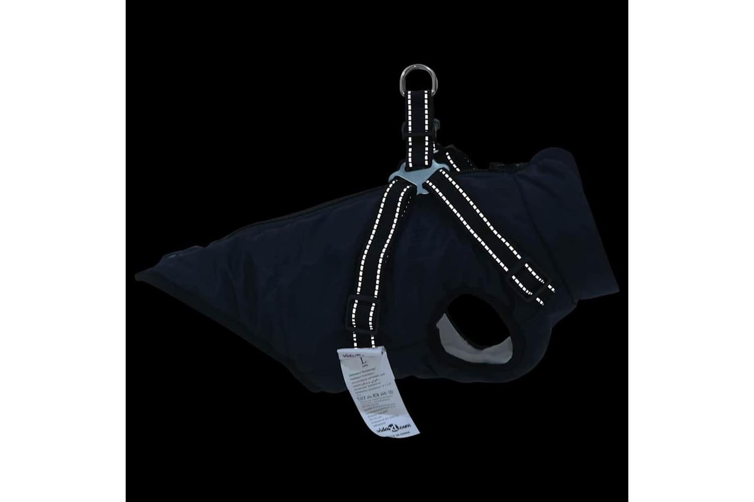 Vidaxl Dog Coat With Harness Navy Blue L Fleece And Polyester-9