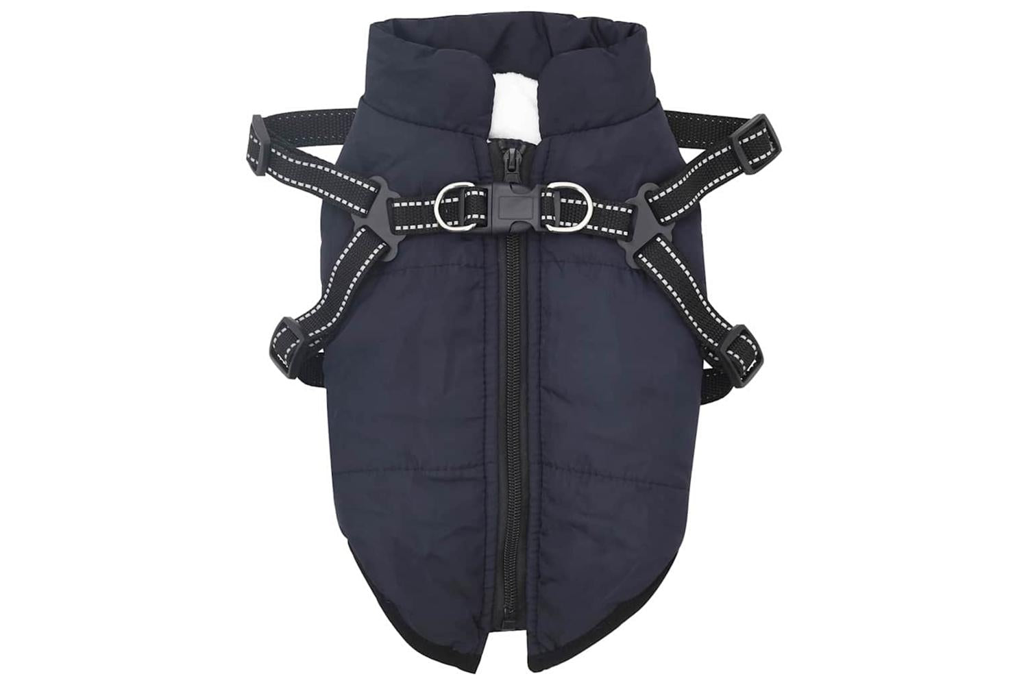 Vidaxl Dog Coat With Harness Navy Blue 2xl Fleece And Polyester-2