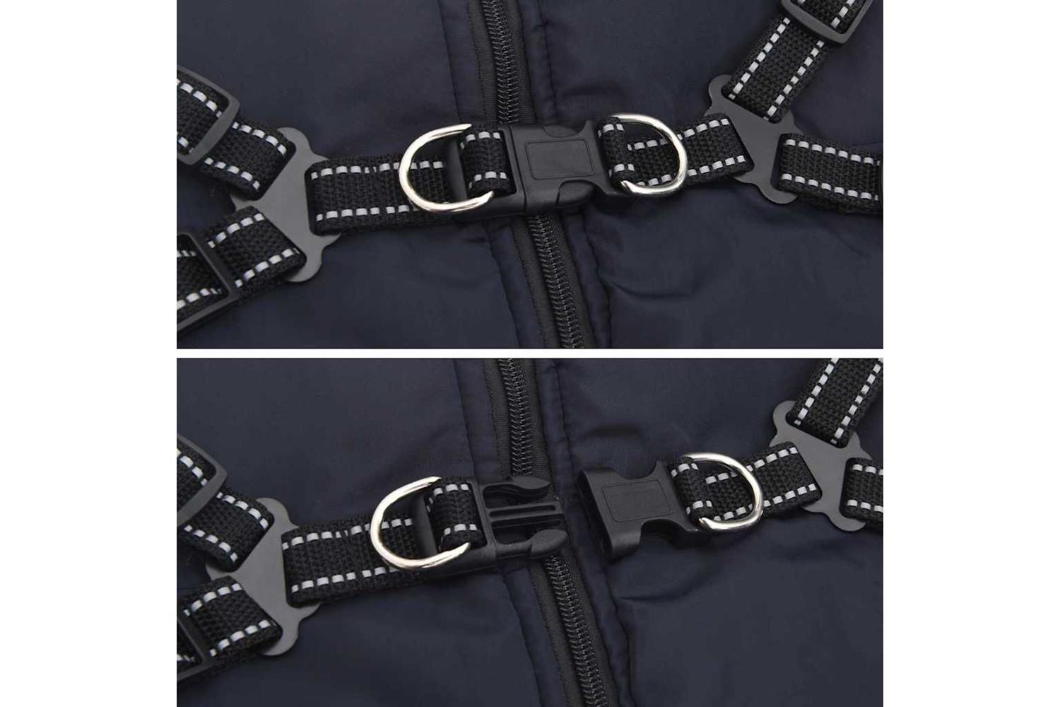Vidaxl Dog Coat With Harness Navy Blue 3xl Fleece And Polyester-6