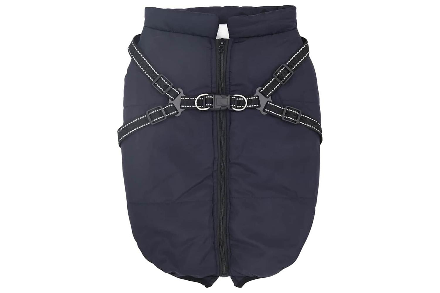 Vidaxl Dog Coat With Harness Navy Blue 4xl Fleece And Polyester-2