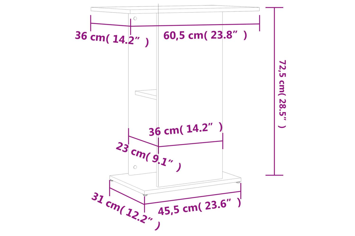 Vidaxl Aquarium Stand Grey Sonoma 605x36x725 Cm Engineered Wood-8