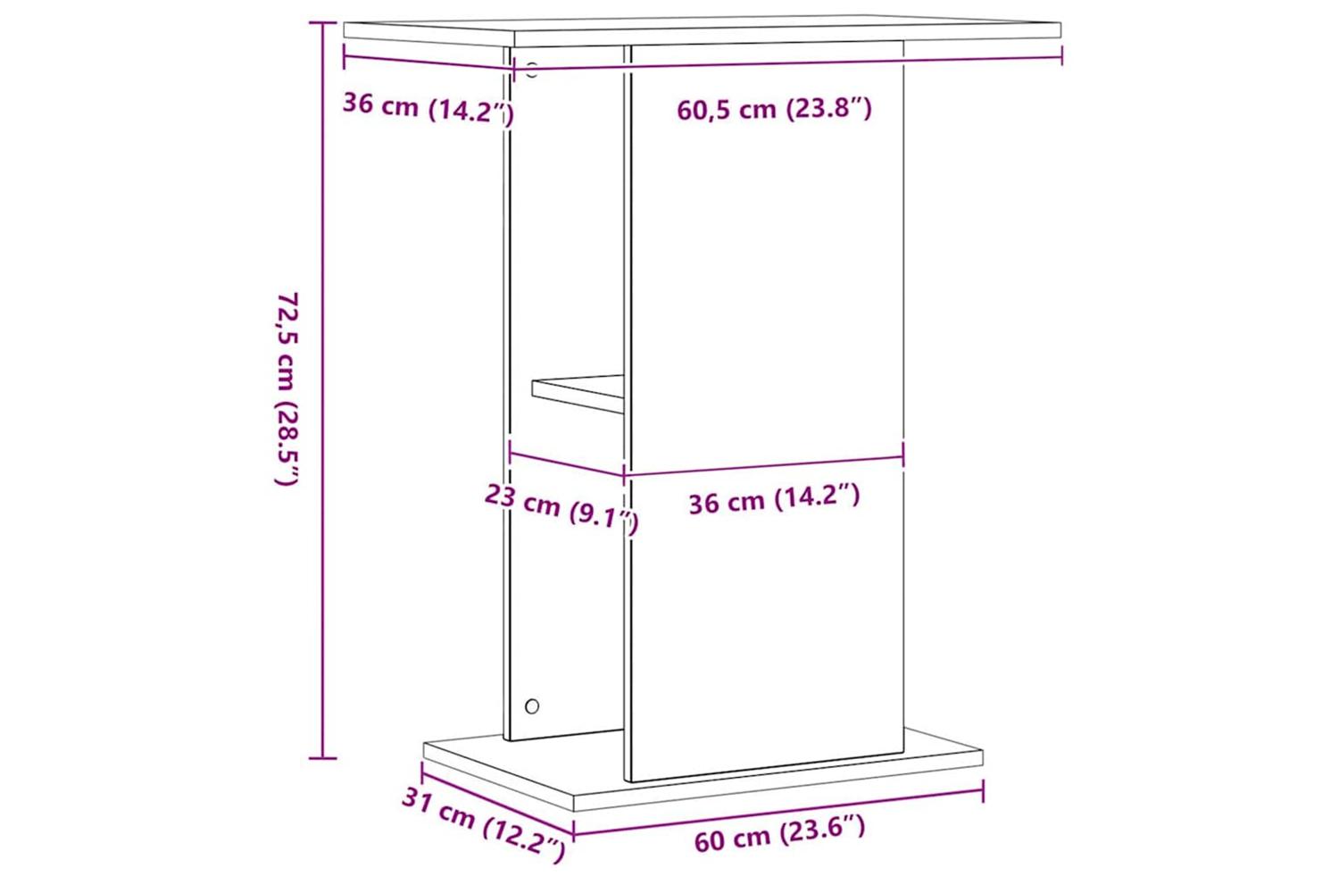 Vidaxl Aquarium Stand Artisan Oak 36x605x725 Cm Engineered Wood-9