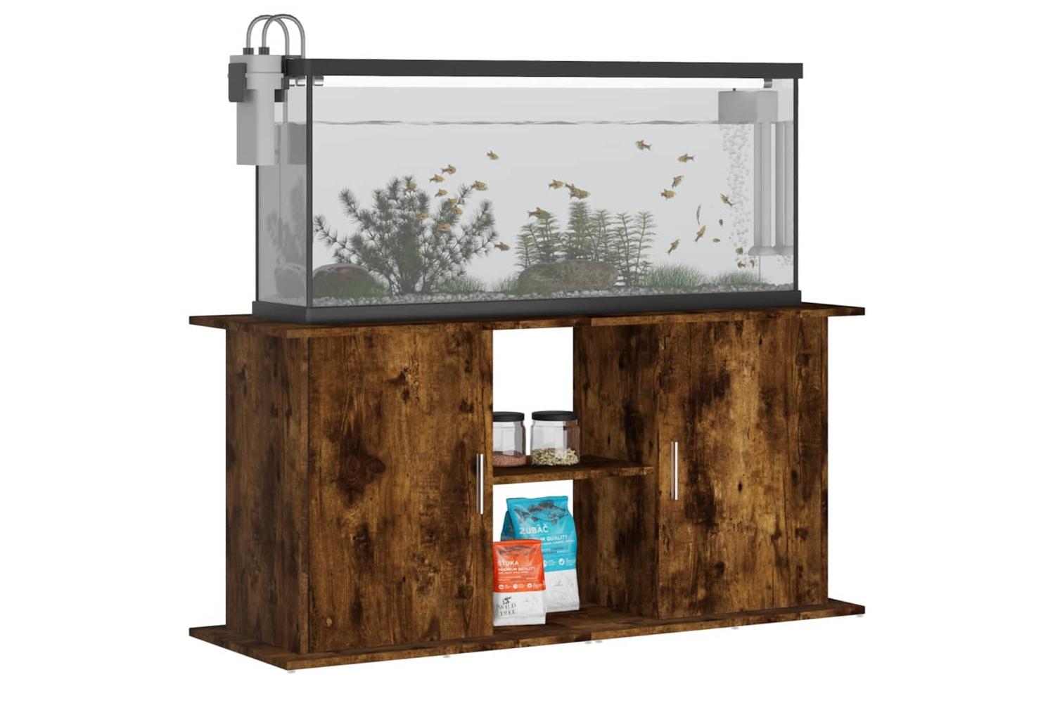 Vidaxl Aquarium Stand Smoked Oak 121x41x58 Cm Engineered Wood-3