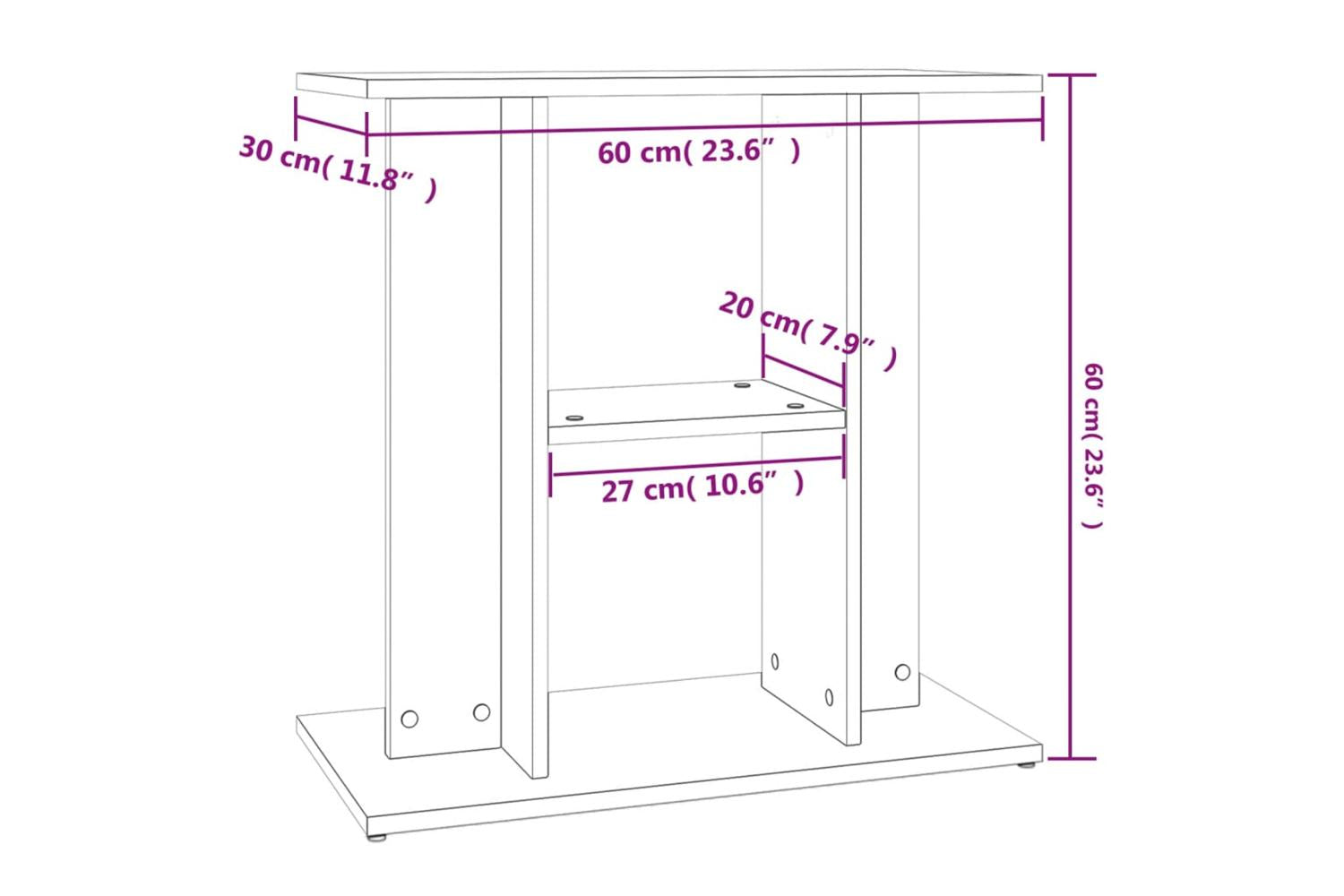 Vidaxl Aquarium Stand Smoked Oak 60x30x60 Cm Engineered Wood-8