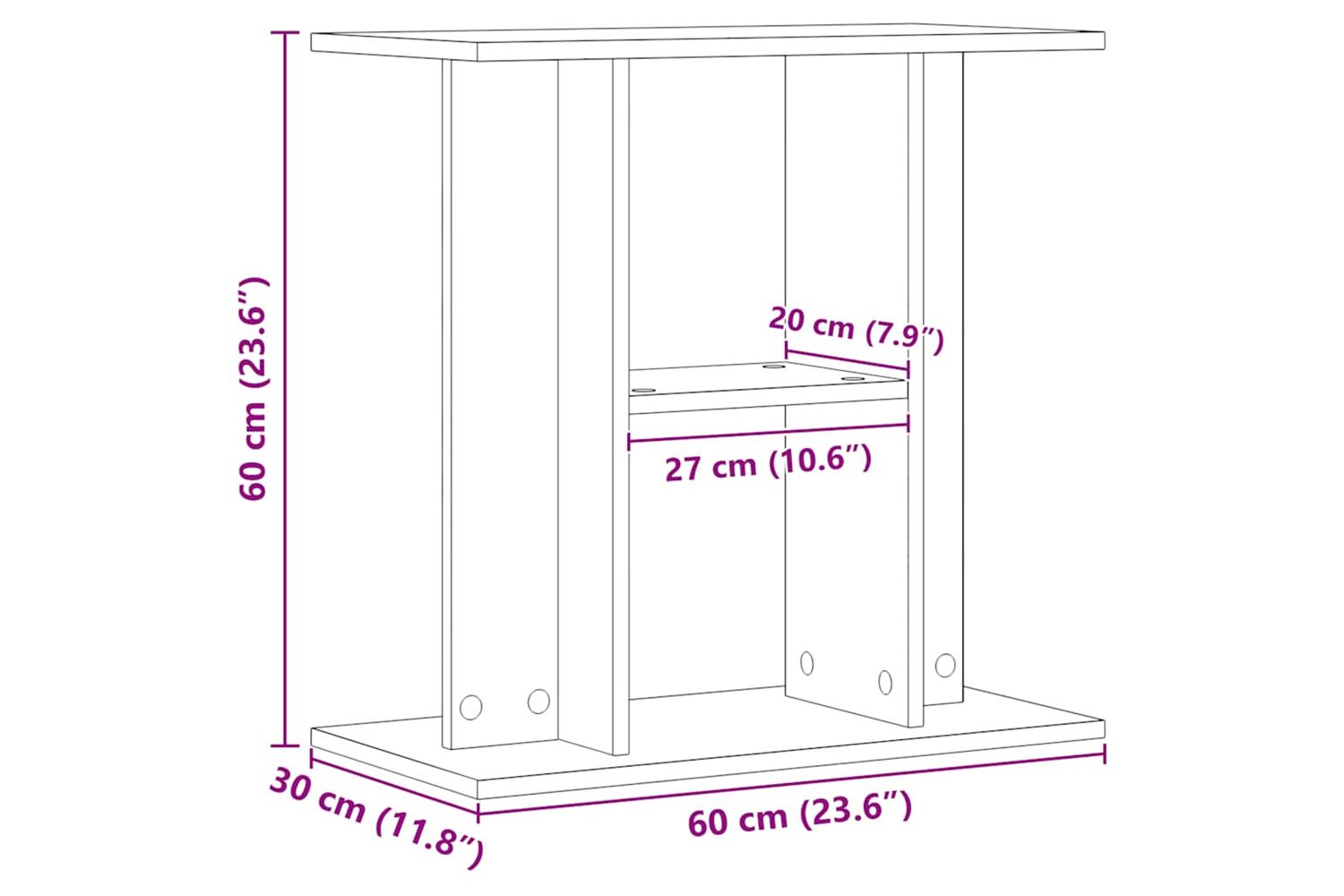 Vidaxl Aquarium Stand Artisan Oak 60x30x60 Cm Engineered Wood-9