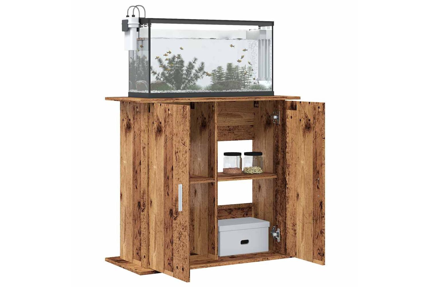 Vidaxl Aquarium Stand Old Wood 81x36x73 Cm Engineered Wood-3