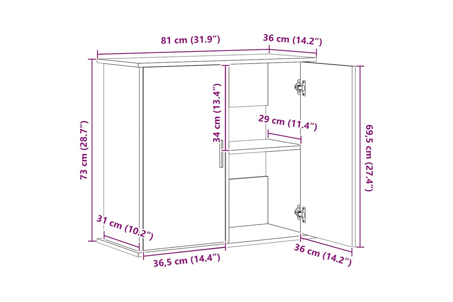 Vidaxl Aquarium Stand Old Wood 81x36x73 Cm Engineered Wood-10