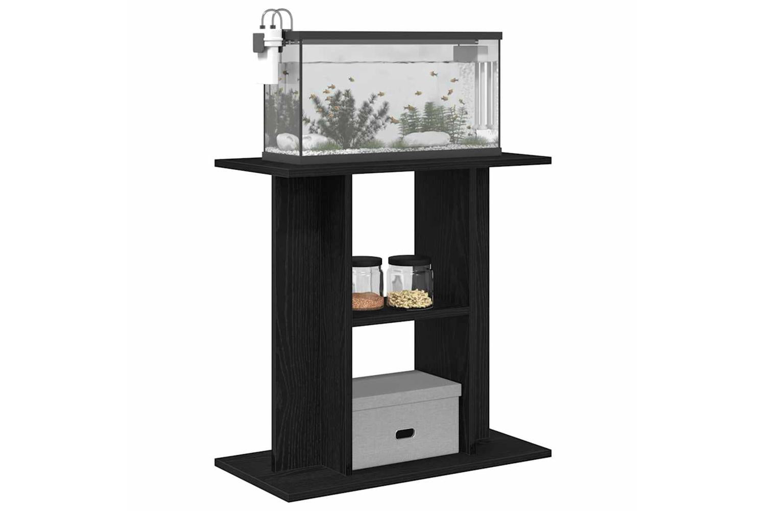 Vidaxl Aquarium Stand Black Oak 60x30x60 Cm Engineered Wood-4