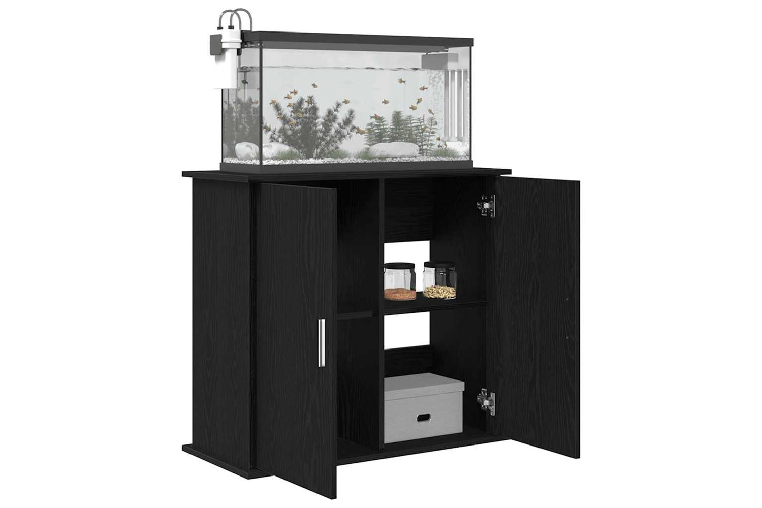 Vidaxl Aquarium Stand Black Oak 81x36x73 Cm Engineered Wood-4