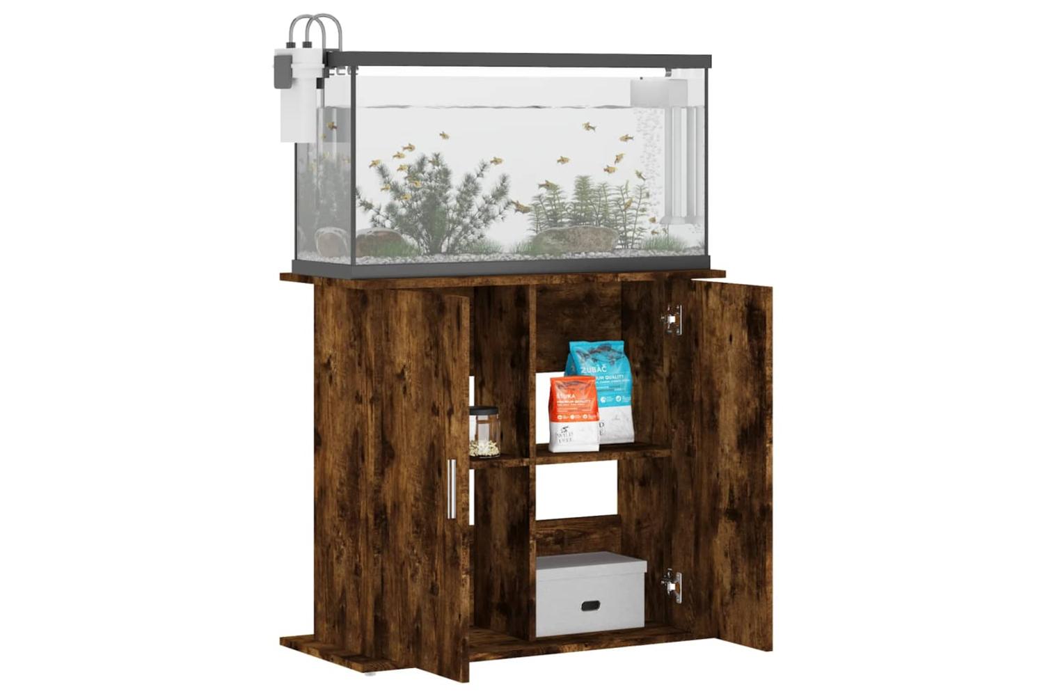 Vidaxl Aquarium Stand Smoked Oak 81x36x73 Cm Engineered Wood-4