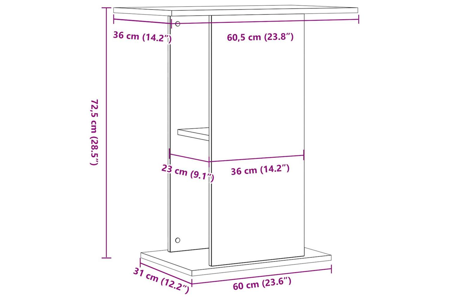 Vidaxl Aquarium Stand Old Wood 36x605x725 Cm Engineered Wood-9