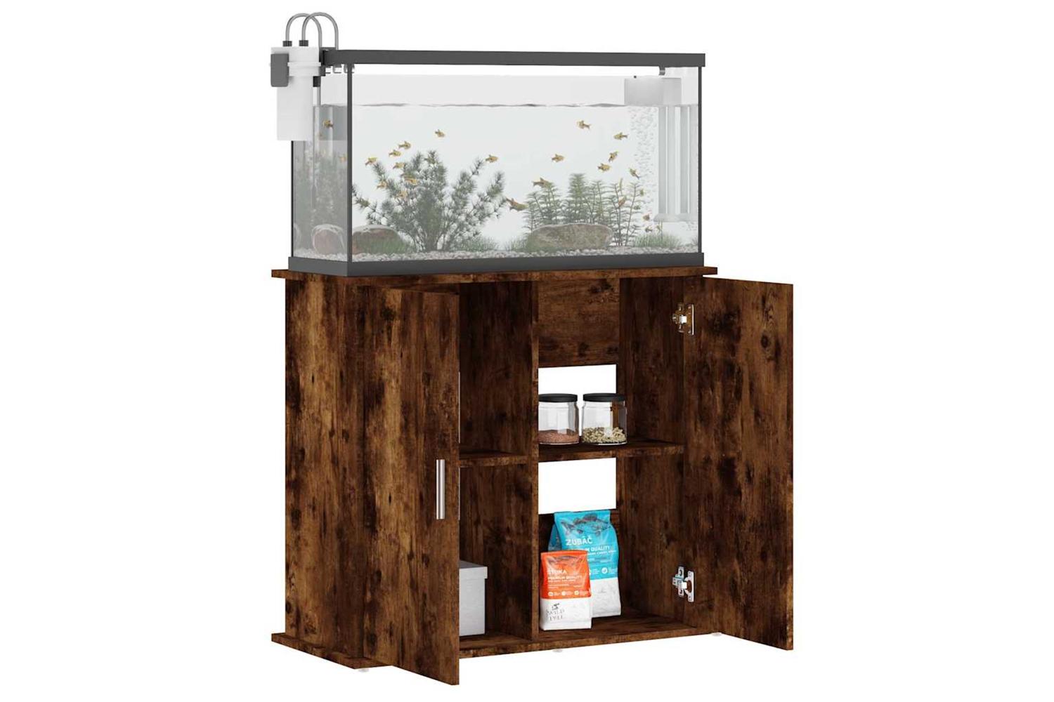 Vidaxl Aquarium Stand Smoked Oak 81x36x73 Cm Engineered Wood-3