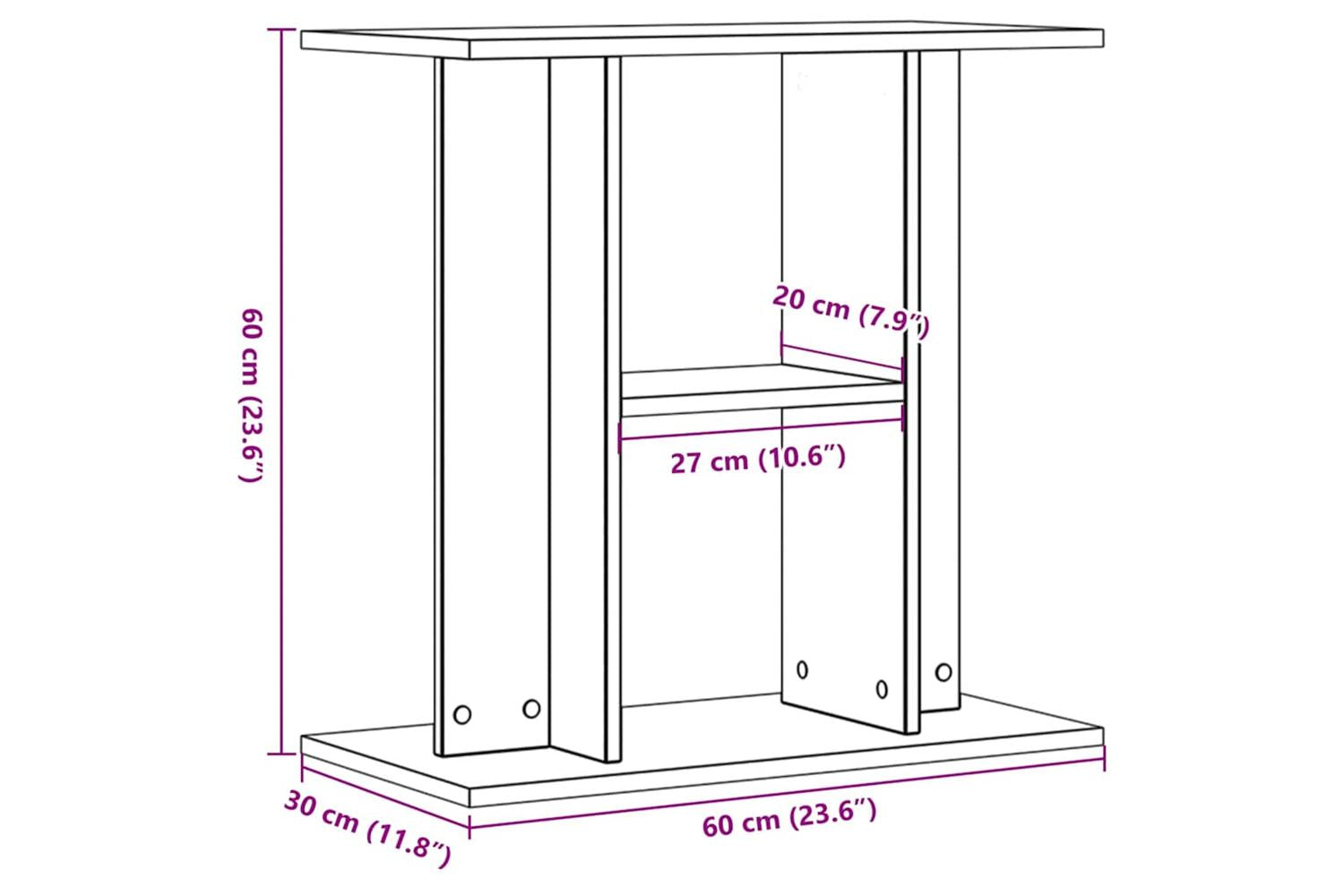 Vidaxl Aquarium Stand Old Wood 60x30x60 Cm Engineered Wood-9