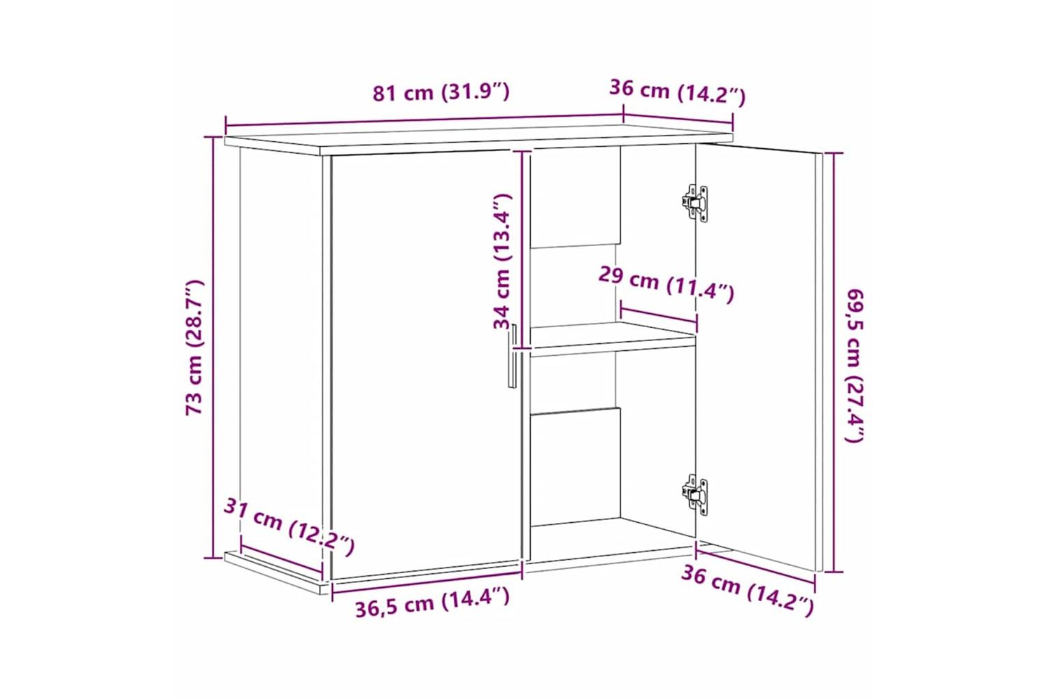 Vidaxl Aquarium Stand Artisan Oak 81x36x73 Cm Engineered Wood-10