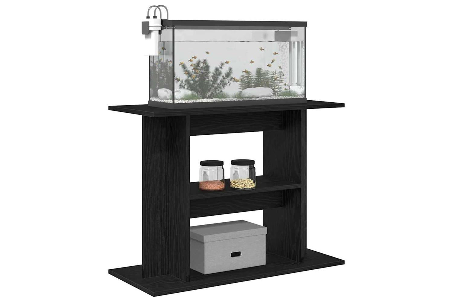 Vidaxl Aquarium Stand Black Oak 80x35x60 Cm Engineered Wood-4