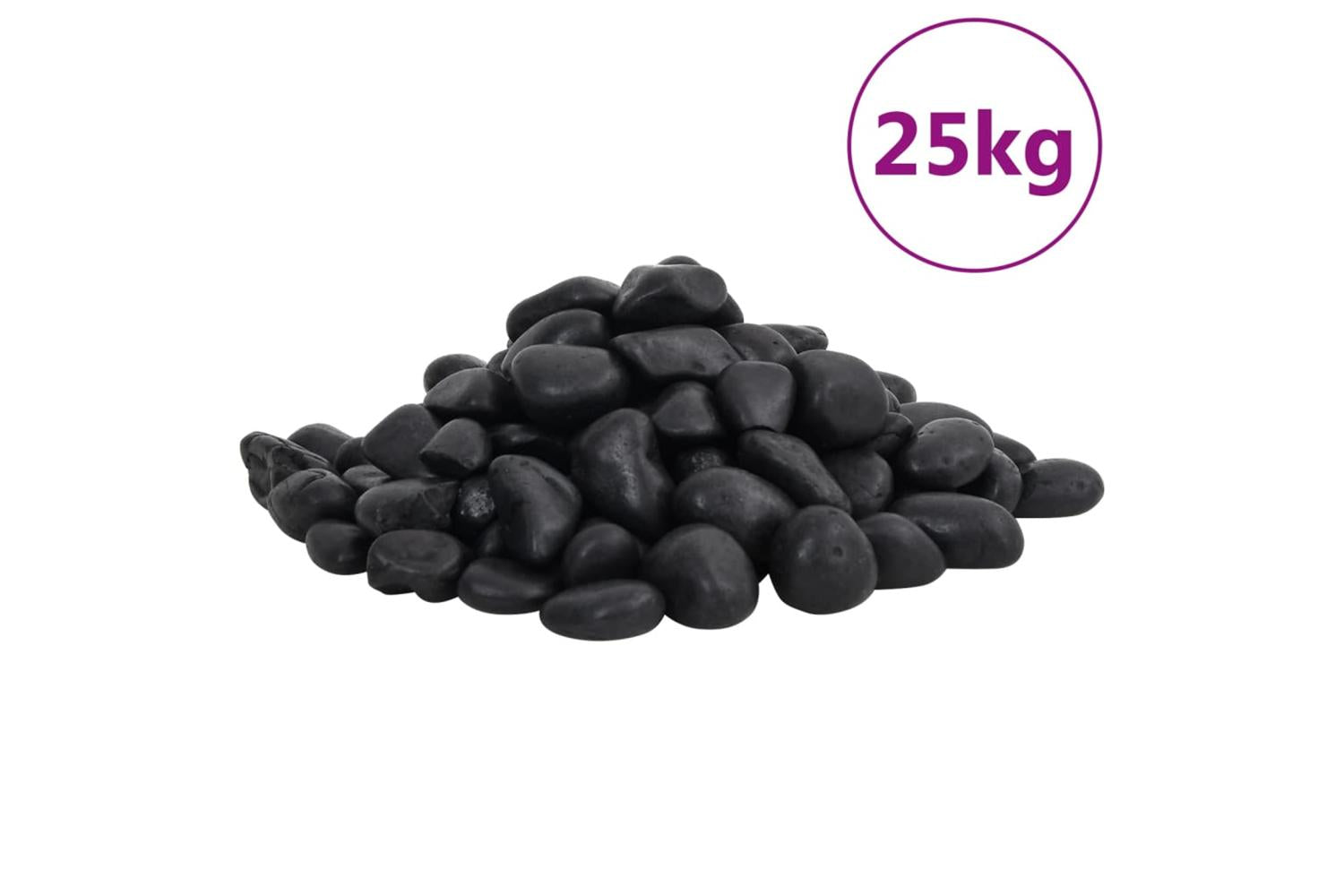 Vidaxl Polished Pebbles 25 Kg Black 2-5 Cm