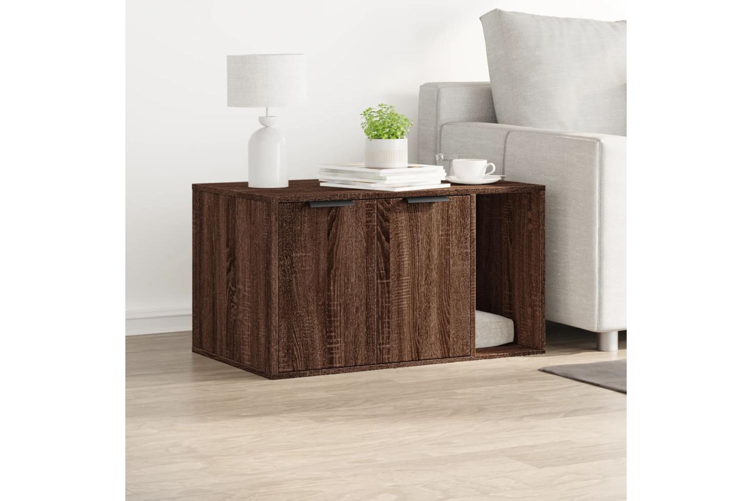 Vidaxl Cat Litter Box Enclosure Brown Oak 80x50x45 Cm Engineered Wood-3