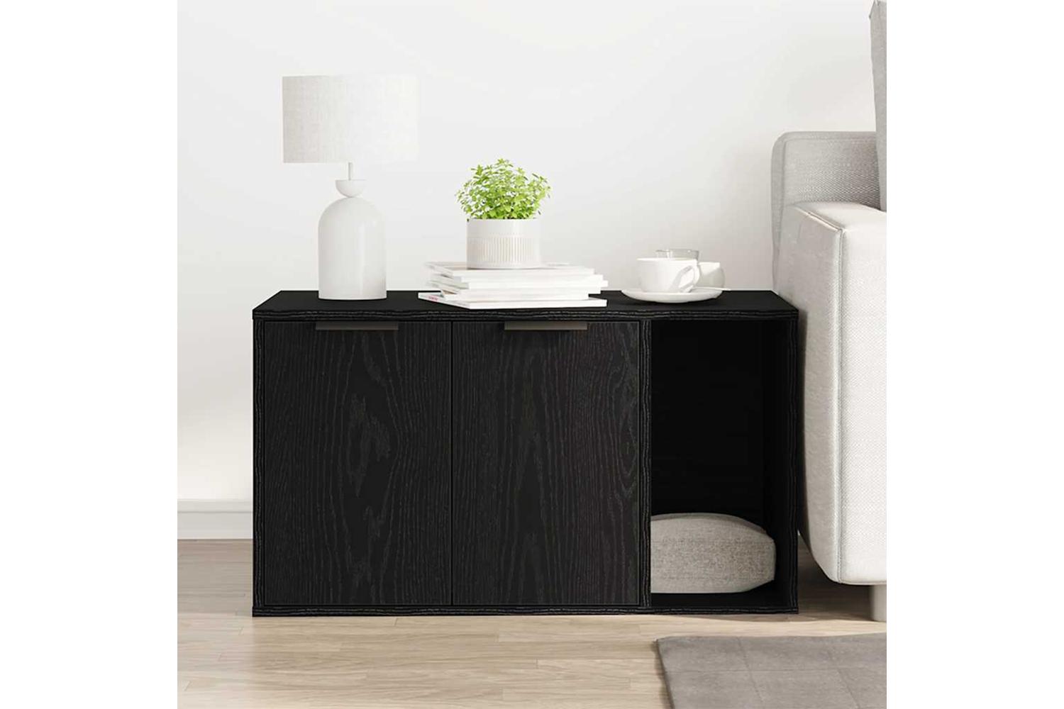 Vidaxl Cat Litter Box Enclosure Black Oak 80x50x45 Cm Engineered Wood-3