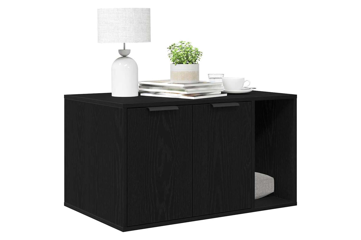 Vidaxl Cat Litter Box Enclosure Black Oak 80x50x45 Cm Engineered Wood-4