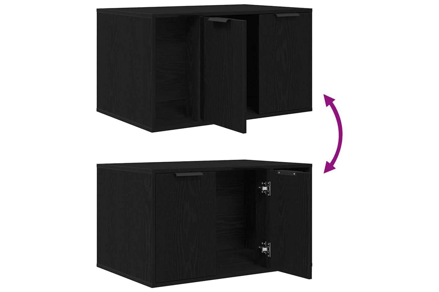 Vidaxl Cat Litter Box Enclosure Black Oak 80x50x45 Cm Engineered Wood-9