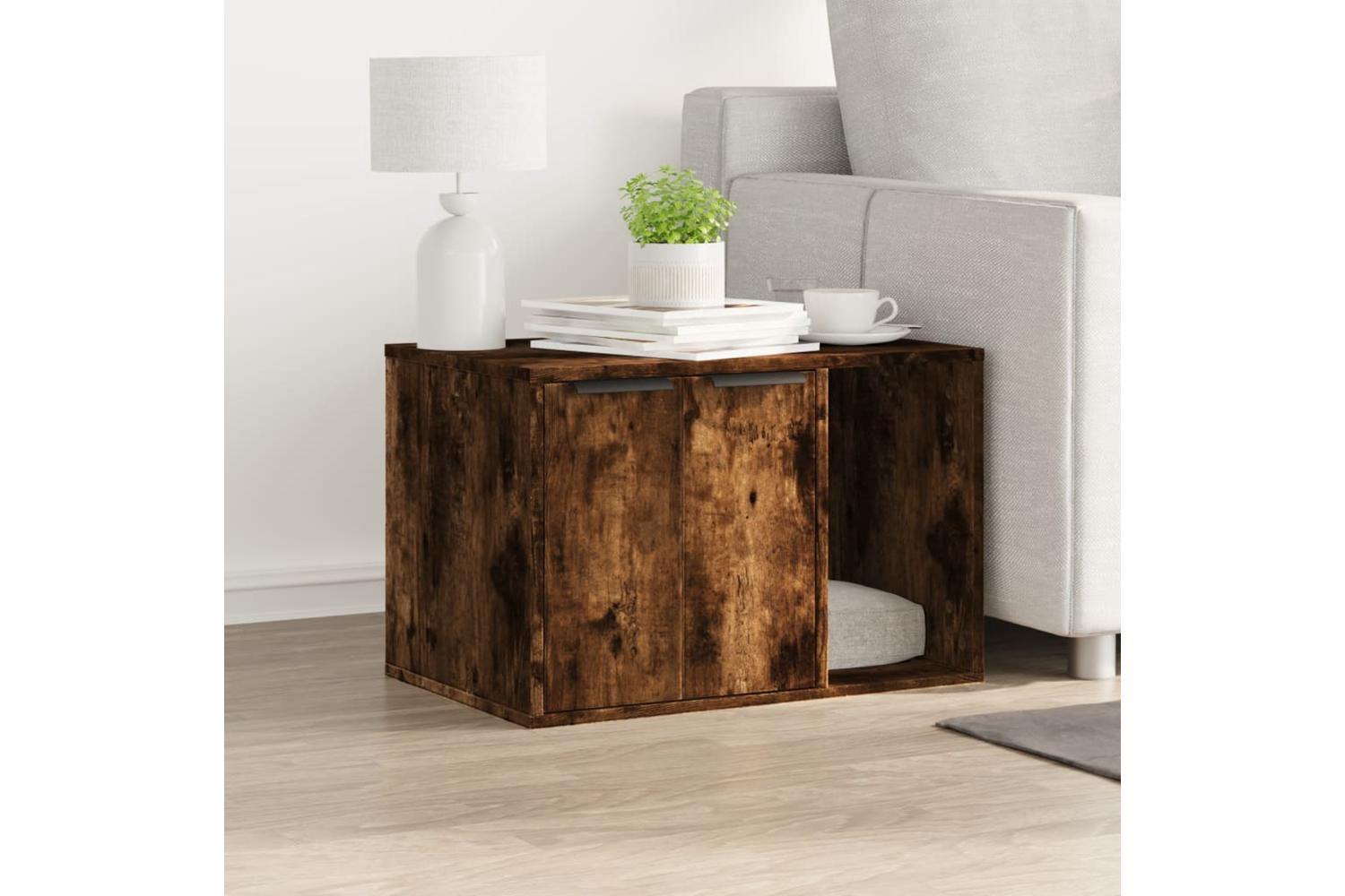 Vidaxl Cat Litter Box Enclosure Smoked Oak 60x40x40 Cm Engineered Wood-3