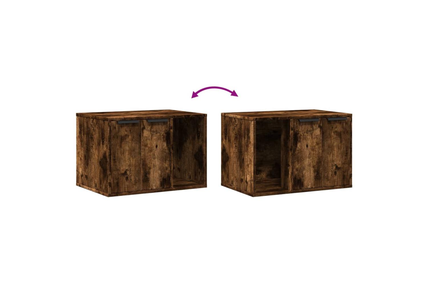 Vidaxl Cat Litter Box Enclosure Smoked Oak 60x40x40 Cm Engineered Wood-8