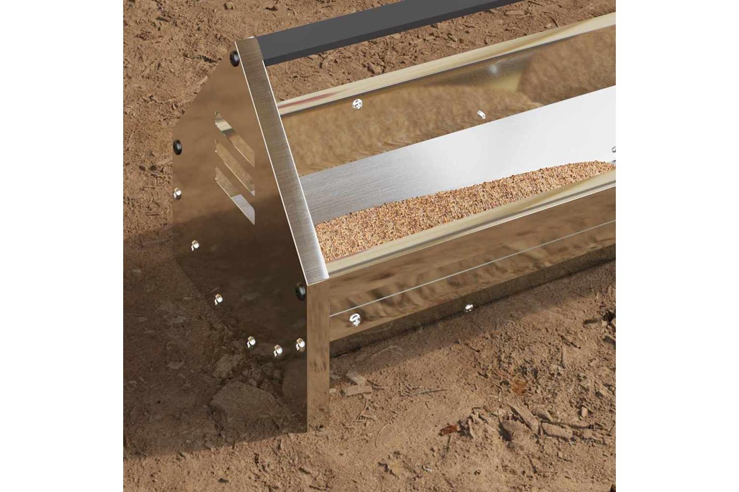 Vidaxl Chicken Feeding Trough Silver 108 X 205 X 20 Cm-4