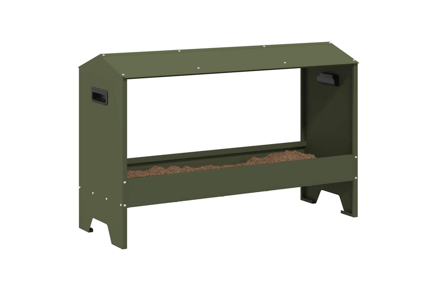 Vidaxl Chicken Feeding Trough Olive Green 81 X 32 X 535 Cm-3