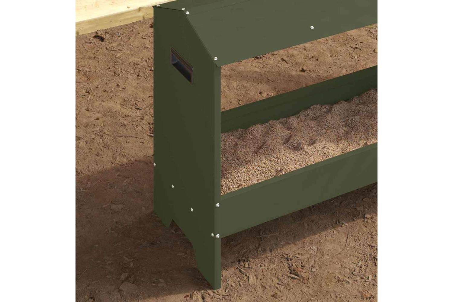 Vidaxl Chicken Feeding Trough Olive Green 81 X 32 X 535 Cm-4