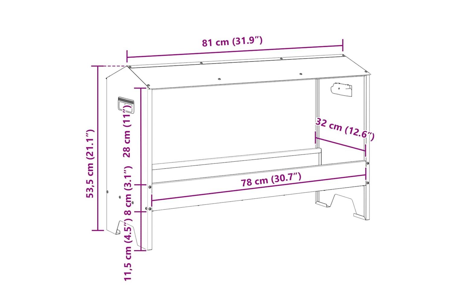Vidaxl Chicken Feeding Trough Olive Green 81 X 32 X 535 Cm-10