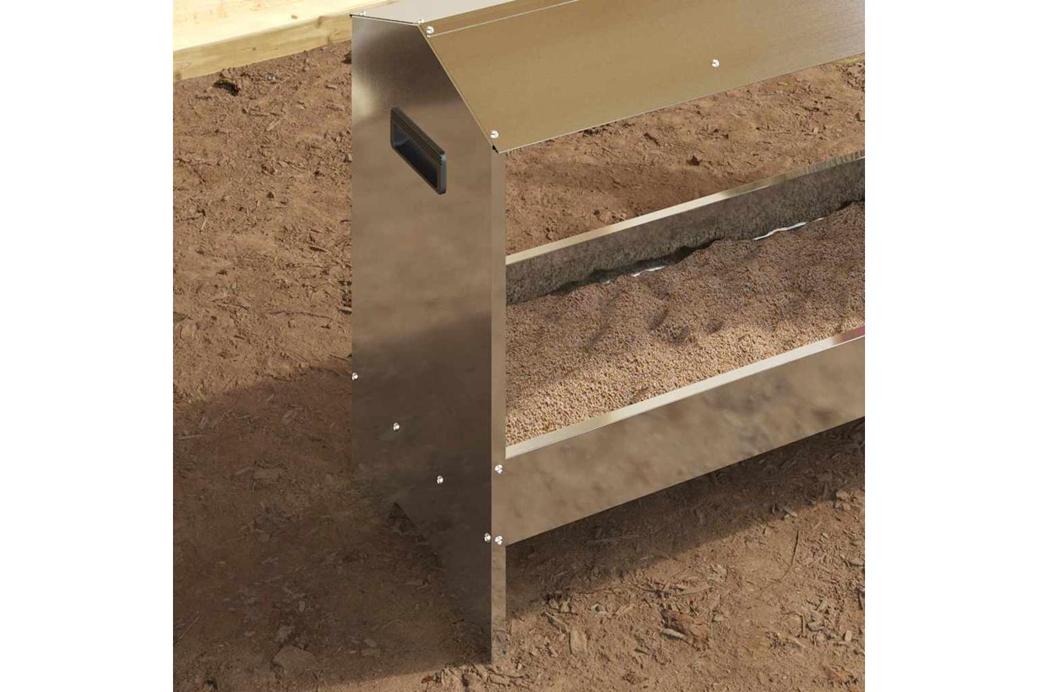 Vidaxl Chicken Feeding Trough Silver 81 X 32 X 535 Cm-4
