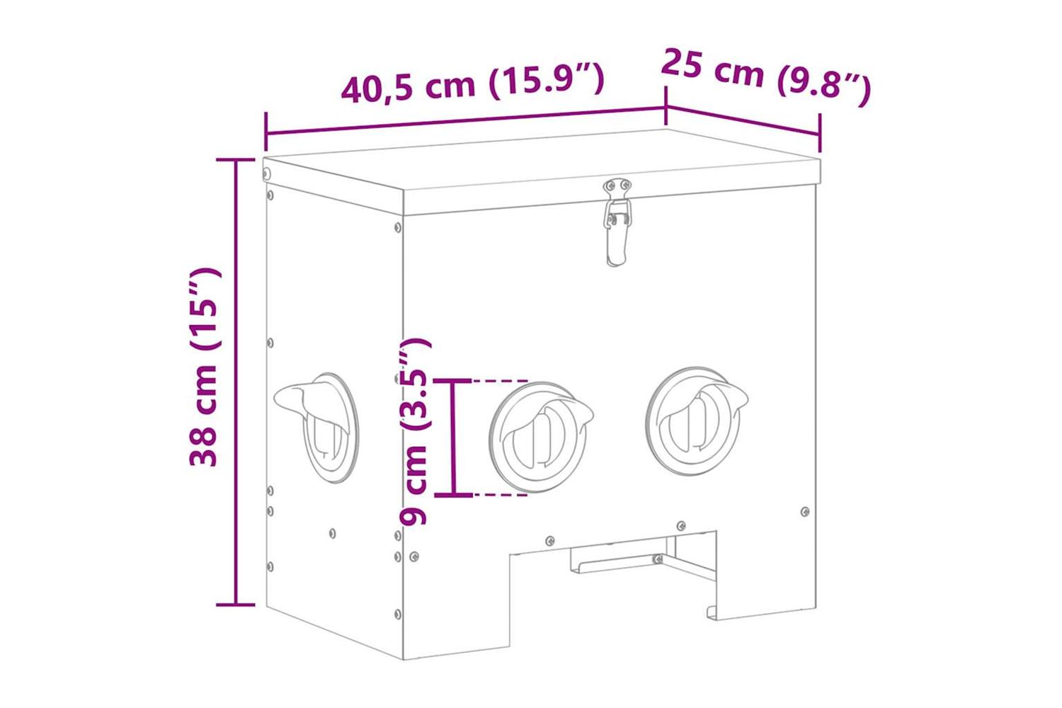 Vidaxl Chicken Feeder Black 405 X 25 X 38 Cm Cold-rolled Steel-10