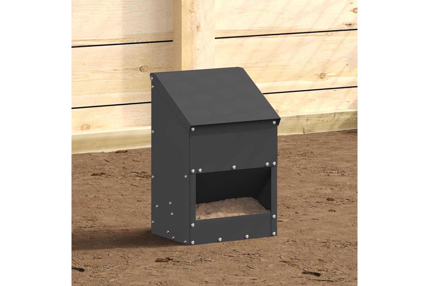 Vidaxl Chicken Feeder Black 21 X 16 X 33 Cm Cold-rolled Steel-3