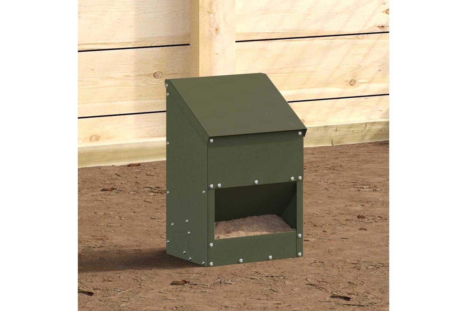 Vidaxl Chicken Feeder Olive Green 21 X 16 X 33 Cm Cold-rolled Steel-3