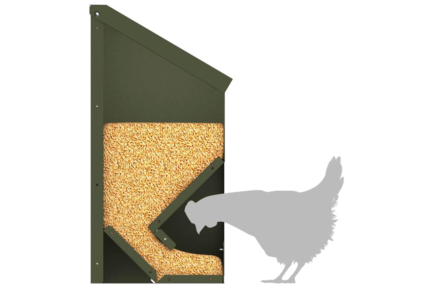 Vidaxl Chicken Feeder Olive Green 21 X 16 X 33 Cm Cold-rolled Steel-8