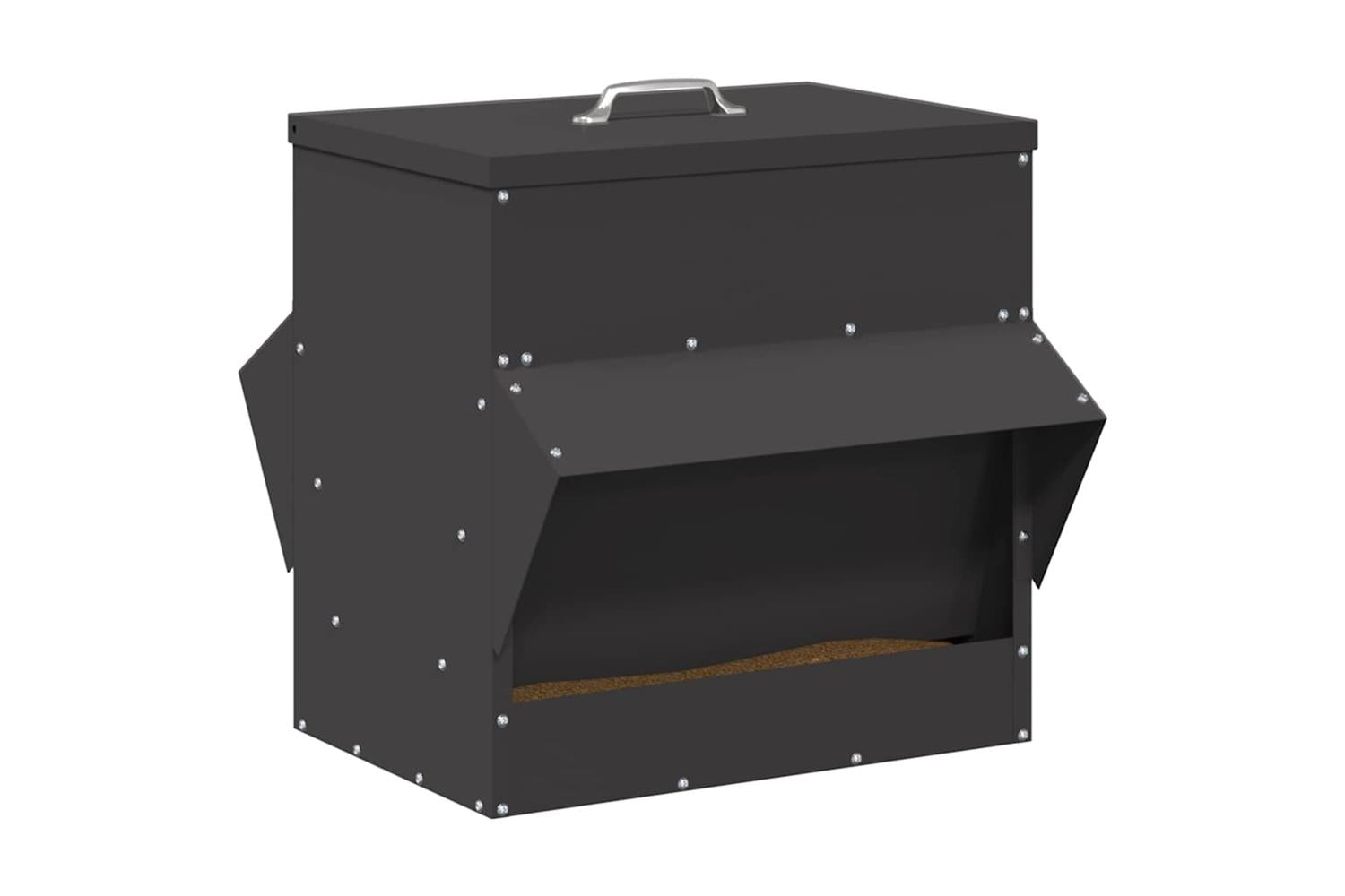 Vidaxl Chicken Feeder Black 405 X 45 X 41 Cm Cold-rolled Steel-3